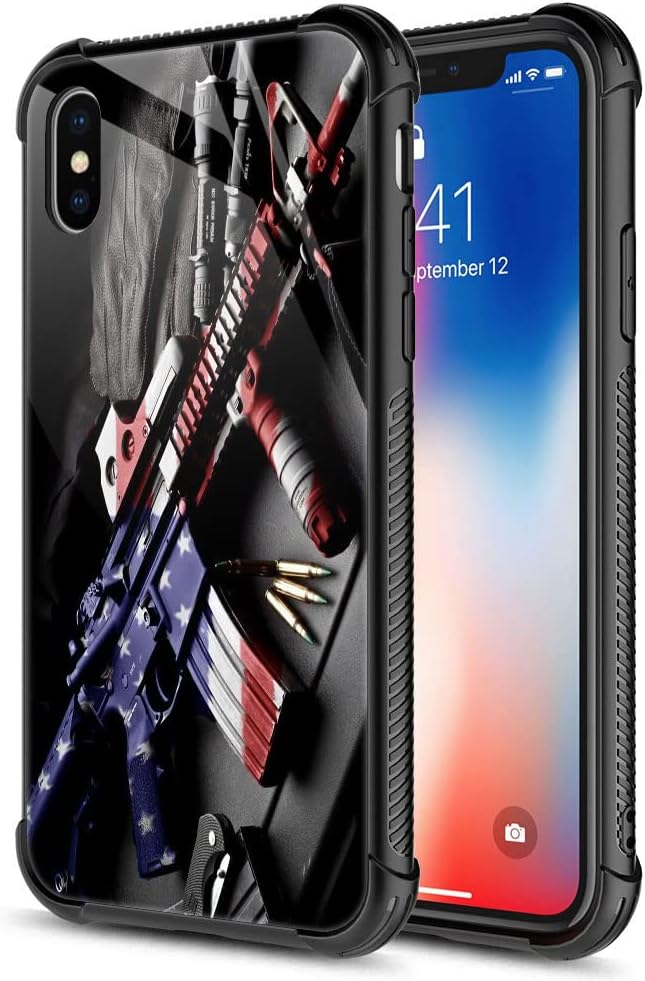 iPhone XR Men's Holster Case with Tempered Glass Back & TPU