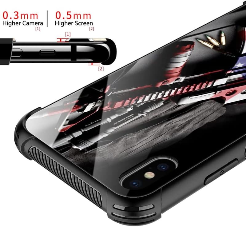 Men's Machine Gun Holster Case for iPhone X/XS – Shockproof TPU & Glass
