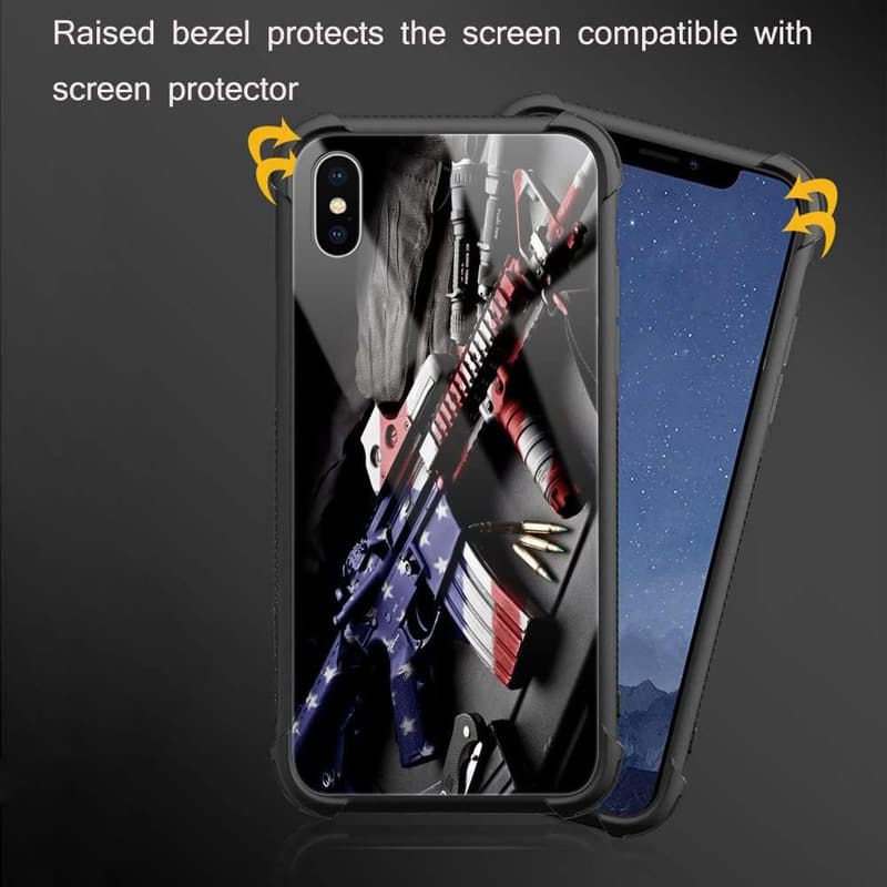 Men's Machine Gun Holster Case for iPhone X/XS – Shockproof TPU & Glass