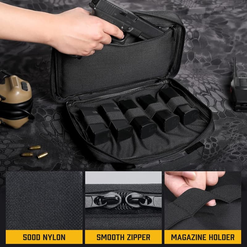Padded Tactical Handgun Case - Soft Storage Bag for Shooting