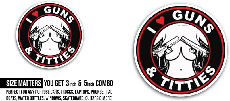 I Love Guns Waterproof Vinyl Decals - 3