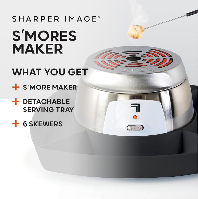 Indoor Electric S'mores Maker with Skewers & Tray for Family Fun