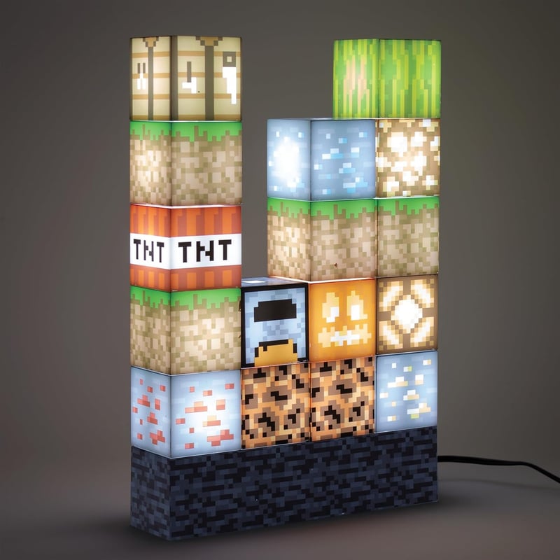 Minecraft Building Block Night Light - LED Lamp for Boys' Rooms