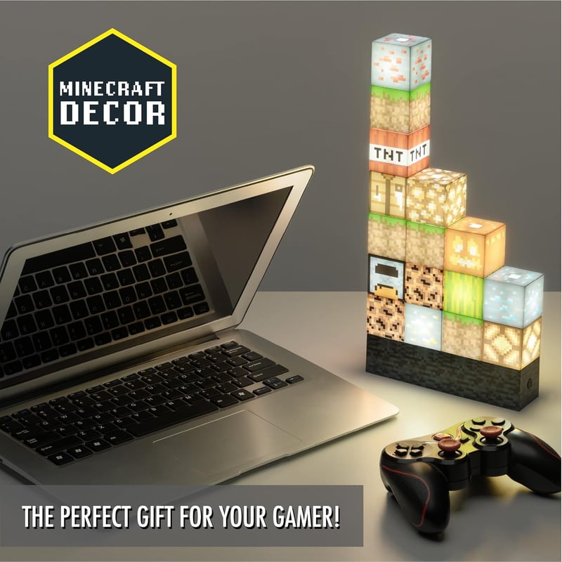 Minecraft Building Block Night Light - LED Lamp for Boys' Rooms