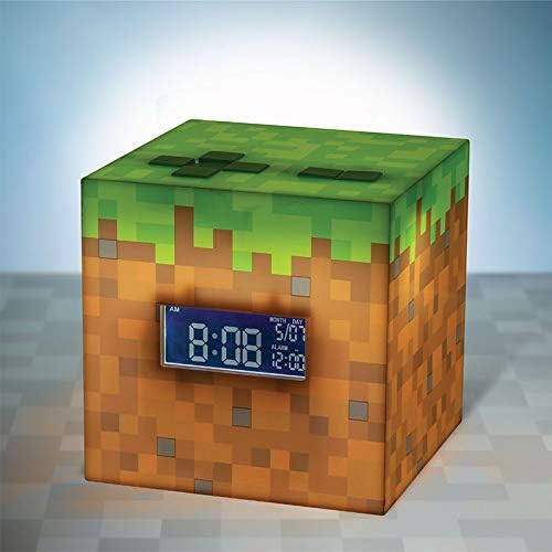Minecraft Grass Block Alarm Clock with Light & Game Music