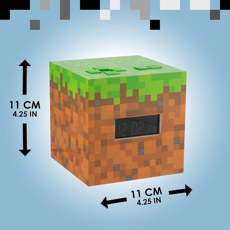 Minecraft Grass Block Alarm Clock with Light & Game Music