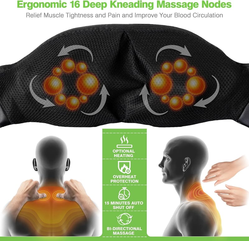 Shiatsu Neck and Back Massager with Heat for Pain Relief