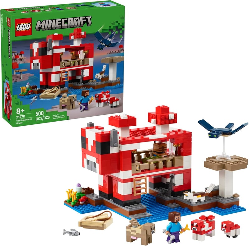 LEGO Minecraft Mooshroom House Playset with Figures, Ages 8+