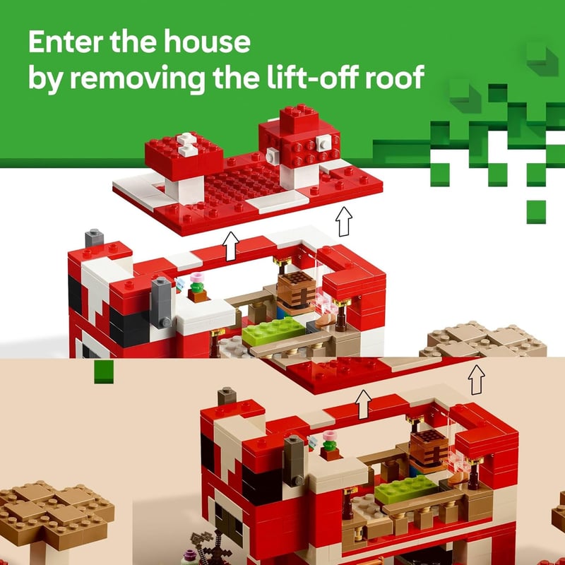 LEGO Minecraft Mooshroom House Playset with Figures, Ages 8+