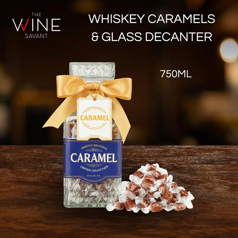 Father’s Day Gift Basket: Premium Scotch Whiskey Caramels & Decanter