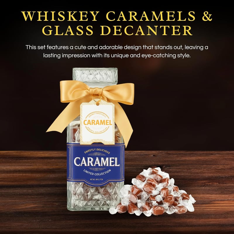 Father’s Day Gift Basket: Premium Scotch Whiskey Caramels & Decanter