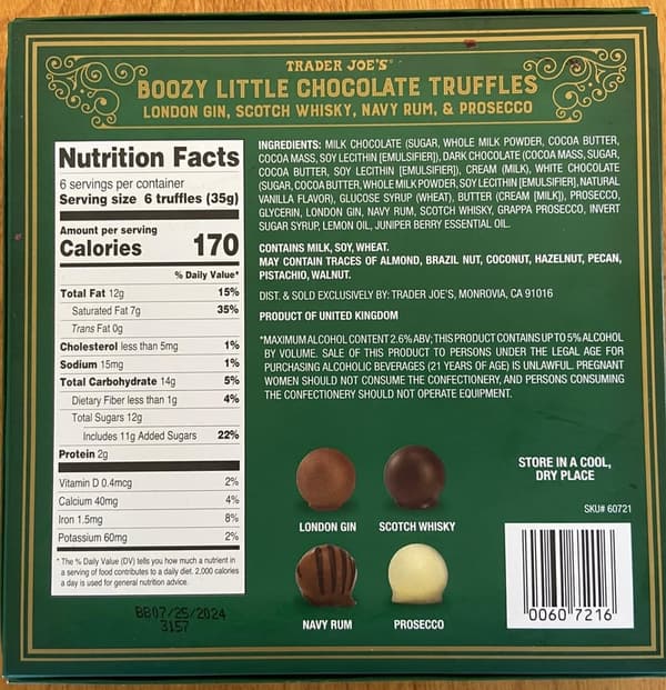 Boozy Chocolate Truffles Gift Box from Trader Joe's