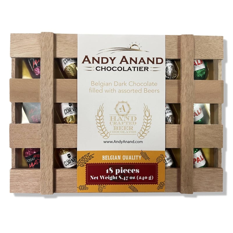 Beer Flavored Dark Chocolate Bottles Gift Box - 18 Count
