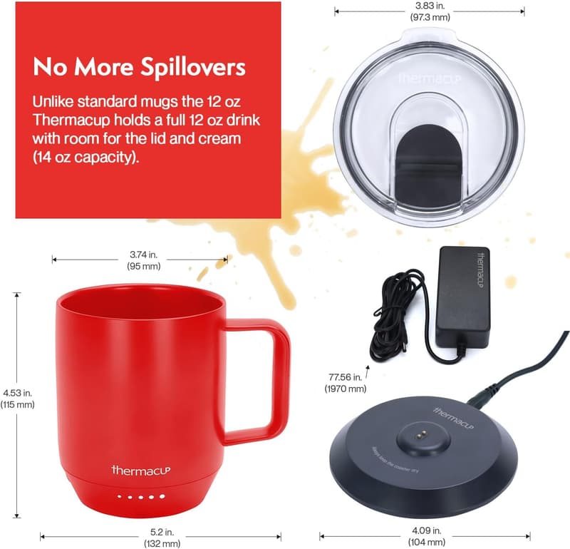 Smart Heated Coffee Mug with 5 Temperature Settings, 12oz