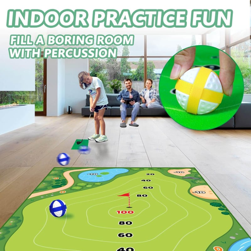 Indoor/Outdoor Battle Golf Chipping Mat - 37-Piece Practice Set