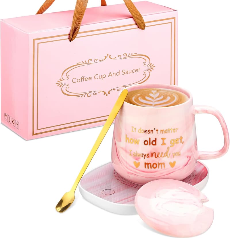 Birthday Gift for Mom Coffee Mug Warmer Set with Auto Shut Off