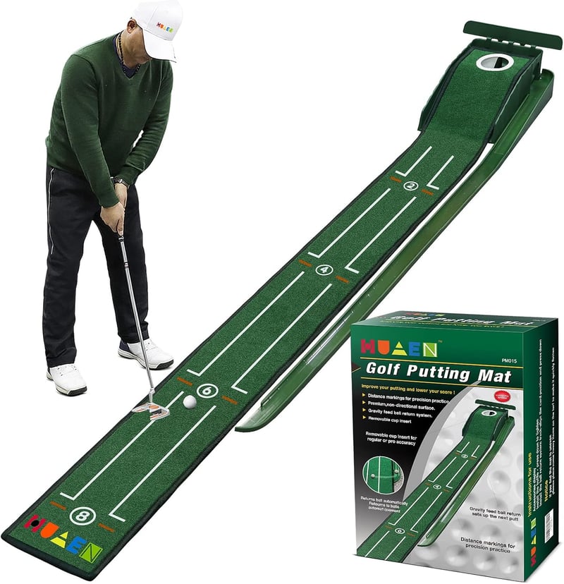 Indoor Golf Putting Green Set with Auto Ball Return - 8 Feet