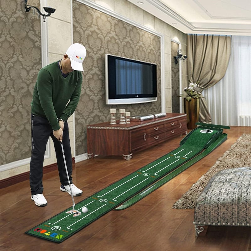 Indoor Golf Putting Green Set with Auto Ball Return - 8 Feet