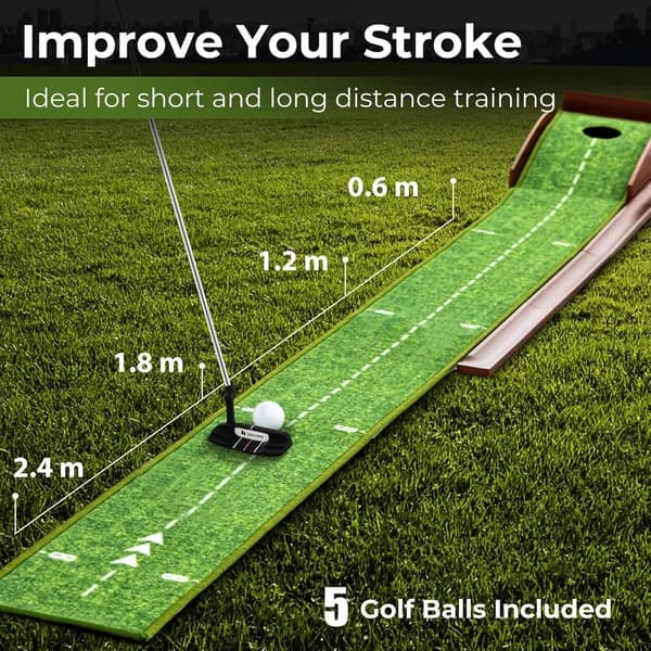 Indoor Golf Putting Mat Set with Auto Ball Return