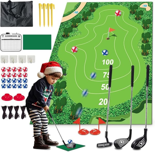 Indoor/Outdoor Golf Chipping Game Set with Velcro Mat