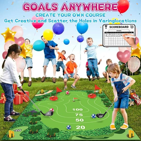 Indoor/Outdoor Golf Chipping Game Set with Velcro Mat