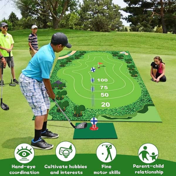 Indoor/Outdoor Golf Chipping Game Set with Velcro Mat