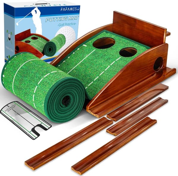 Indoor Golf Putting Mat with Ball Return - Practice Training Aid