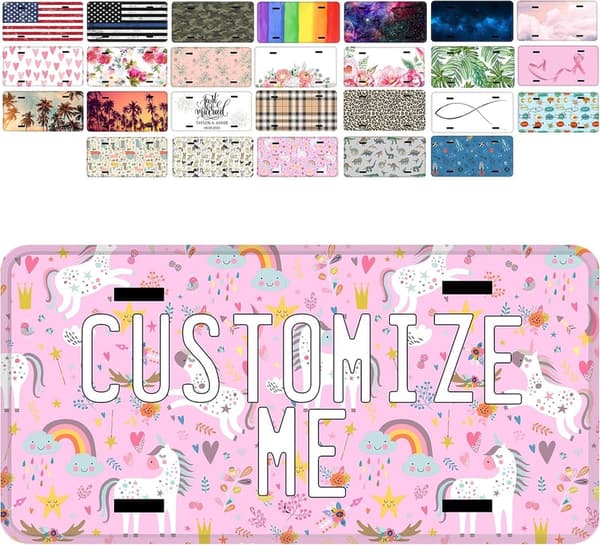 Personalized Kids' Car License Plate - 26 Patterns, Aluminum