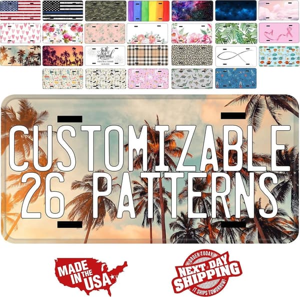 Personalized Kids' Car License Plate - 26 Patterns, Aluminum
