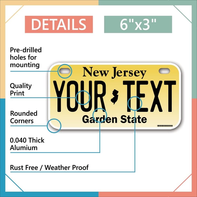 Personalized Mini License Plate for Kids' Power Wheels - New Jersey