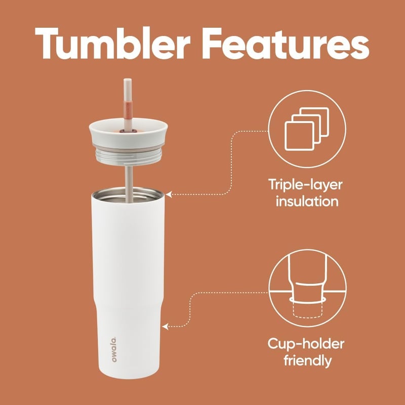 Insulated 24 oz Travel Tumbler with Spill-Resistant Lid