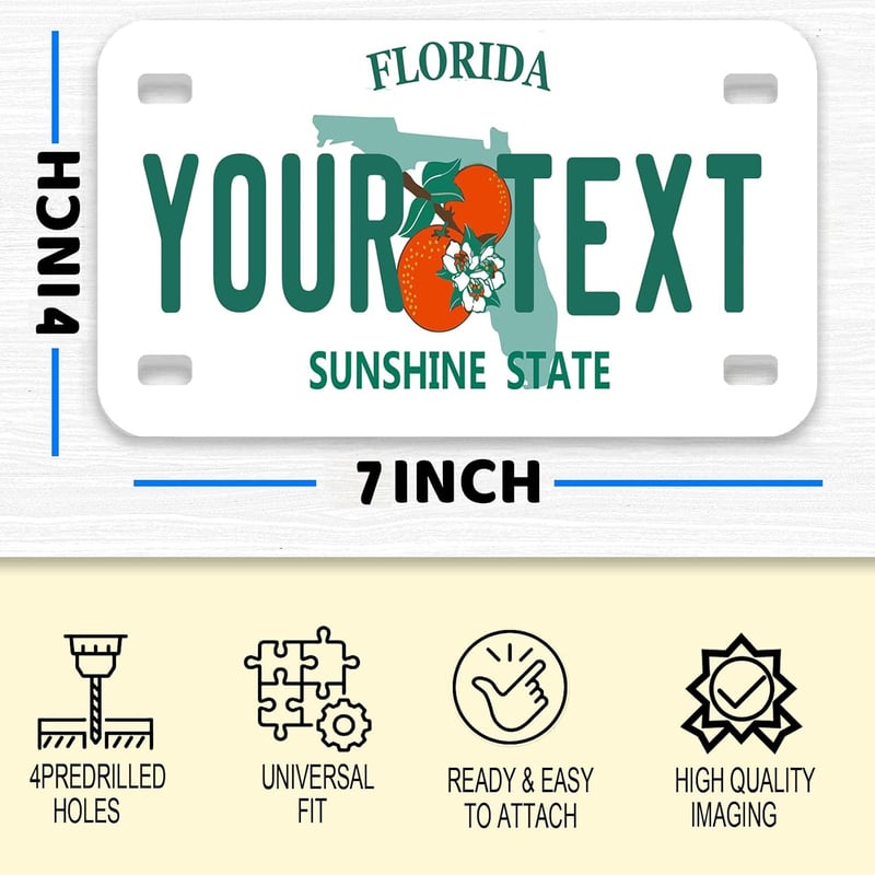 Personalized License Plate, 7x4 Inches, Rust-Free, 50 States Option