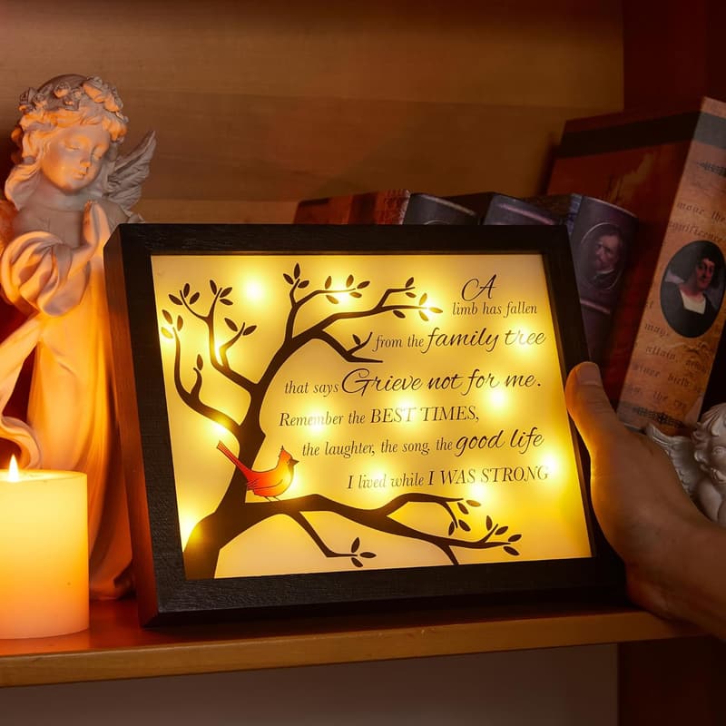 Sympathy Gift LED Memorial Shadow Box for Loved Ones