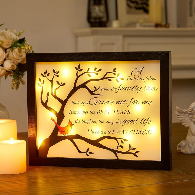 Sympathy Gift LED Memorial Shadow Box for Loved Ones
