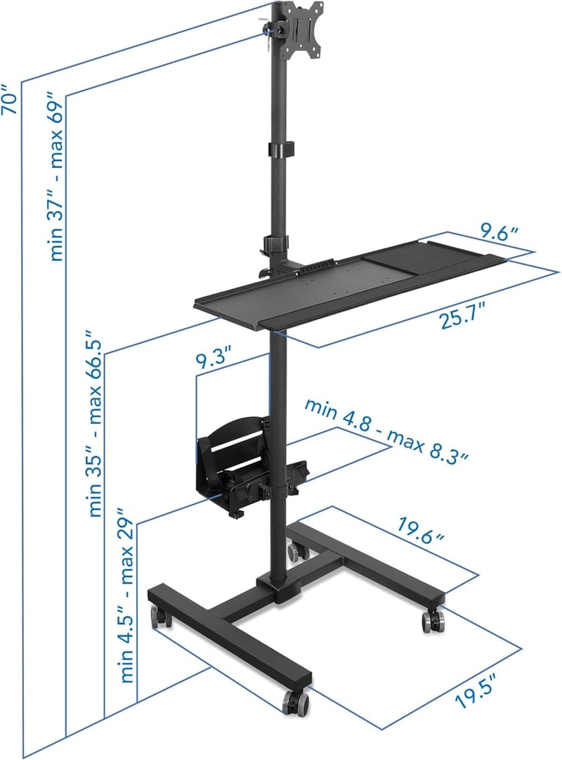 Mobile Computer Cart with Monitor Mount – 70
