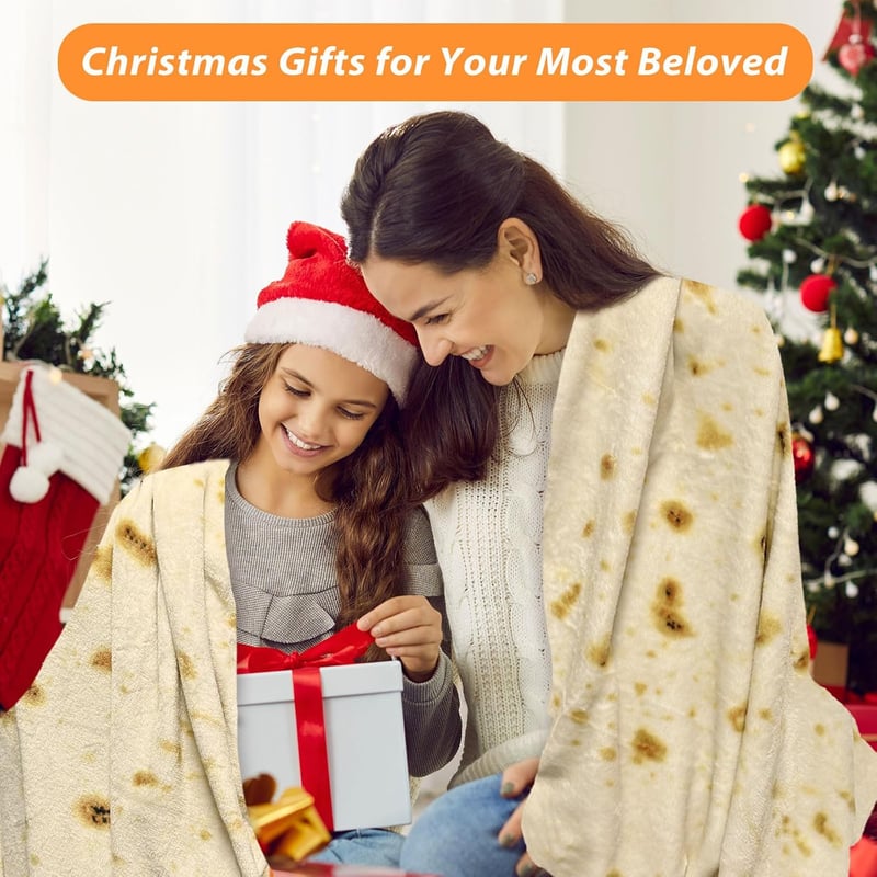 Adult Size Beige & Yellow Taco Tortilla Blanket - 60