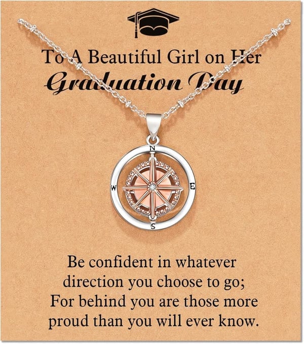 2025 Graduation Compass Necklace for Her