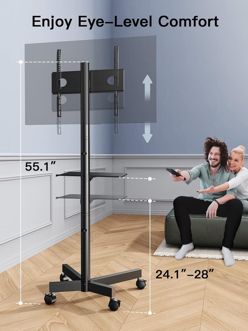 Height-Adjustable Mobile TV Stand for 23-60 Inch Screens