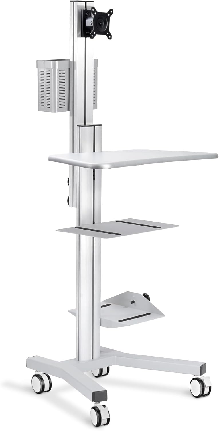 Adjustable Mobile PC Standing Workstation with Wheels