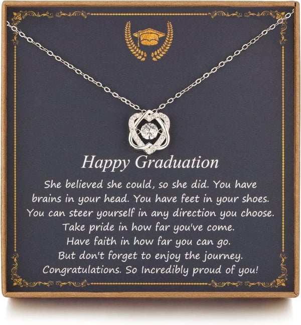 2025 Graduation Sterling Silver Interlocking Infinity Heart Necklace