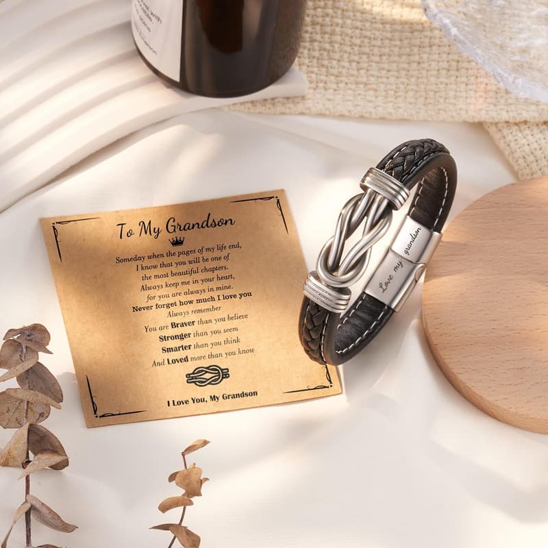 Graduation Gift: Leather Knot Bracelet for Teen Boys