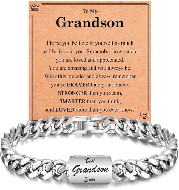 Engraved Stainless Steel Cuban Bracelet for Men - Gift for Him