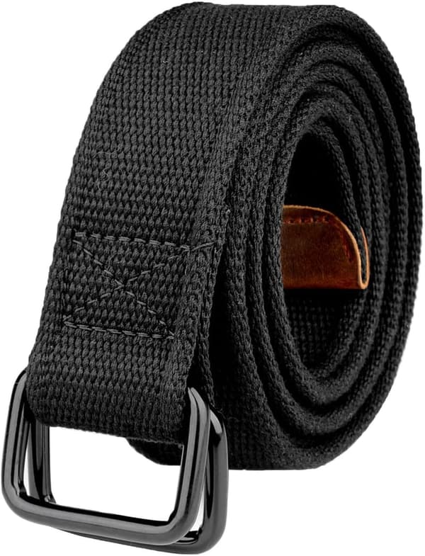 Plus Size Black Canvas Belt for Men, 39-75'' Long