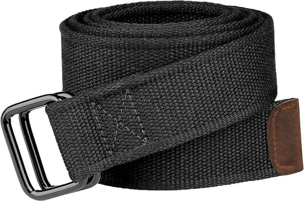 Plus Size Black Canvas Belt for Men, 39-75'' Long