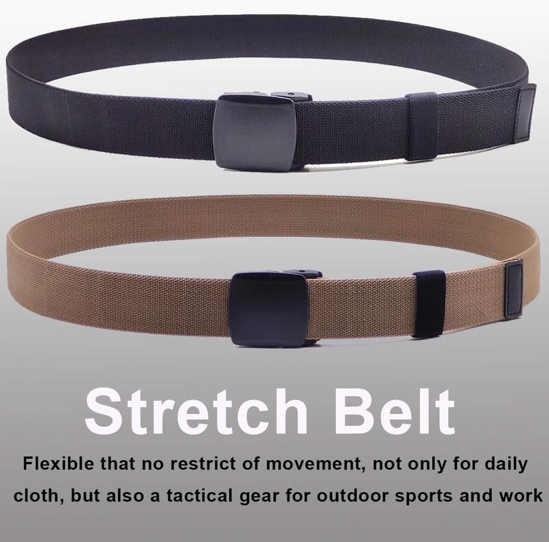 Men's Elastic Stretch Hiking Belt Set - No Metal Nylon, All Sizes