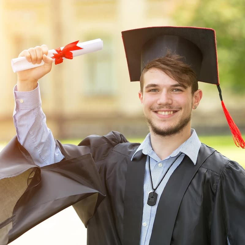 Graduation 2025 Dog Tag Necklace for Him - Inspirational Jewelry