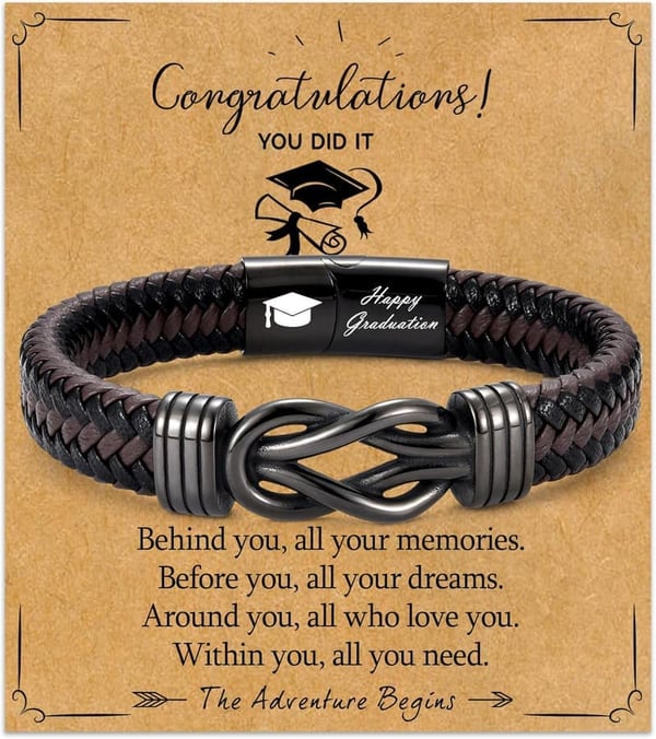 2025 Graduation Adjustable Infinity Leather Bracelet for Men