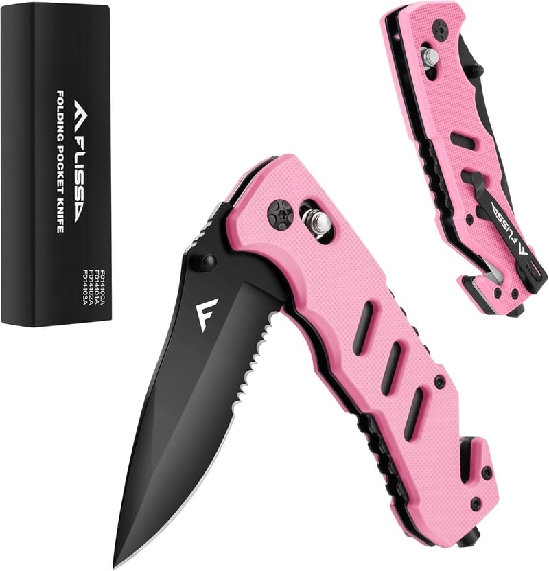 Emergency Rescue Folding Pocket Knife with Clip for Dad