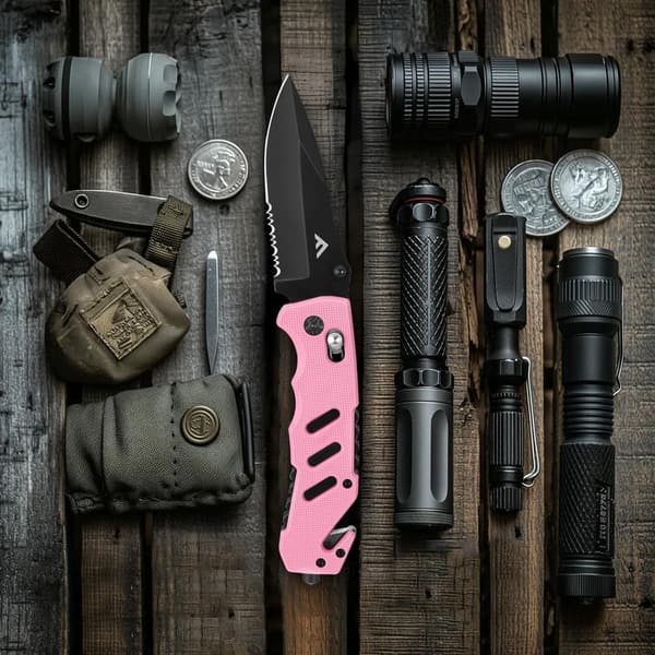 Emergency Rescue Folding Pocket Knife with Clip for Dad
