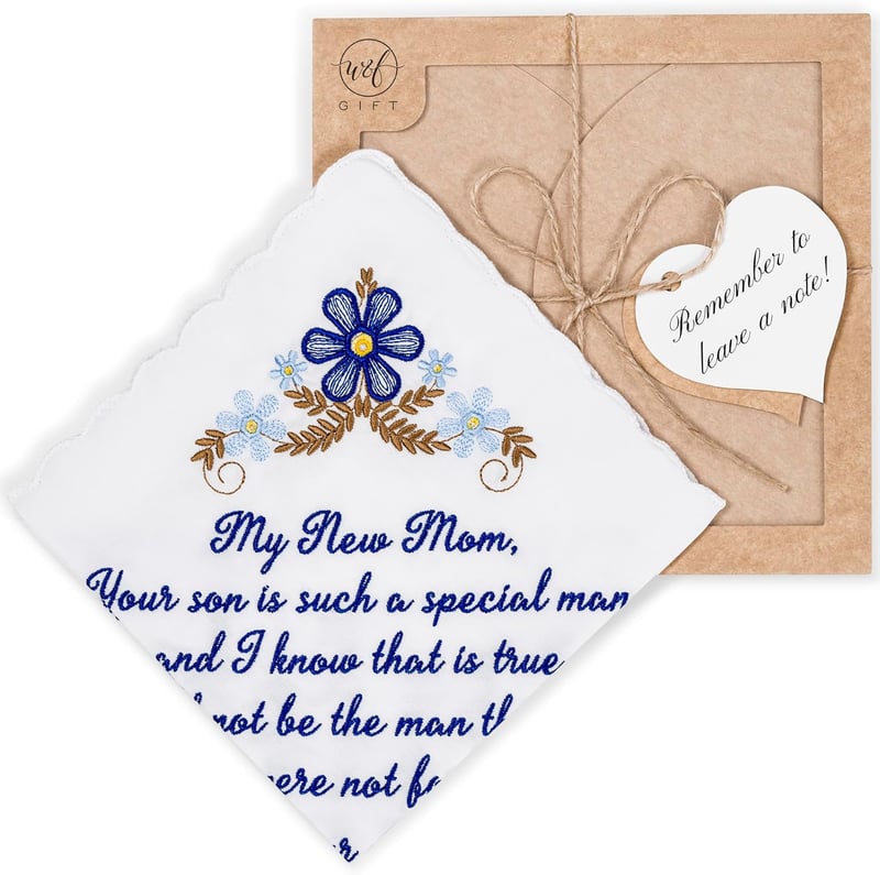 Embroidered Wedding Handkerchief for Parents and Grandparents
